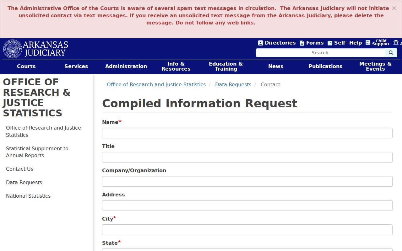 Saline County case search compiled information request form