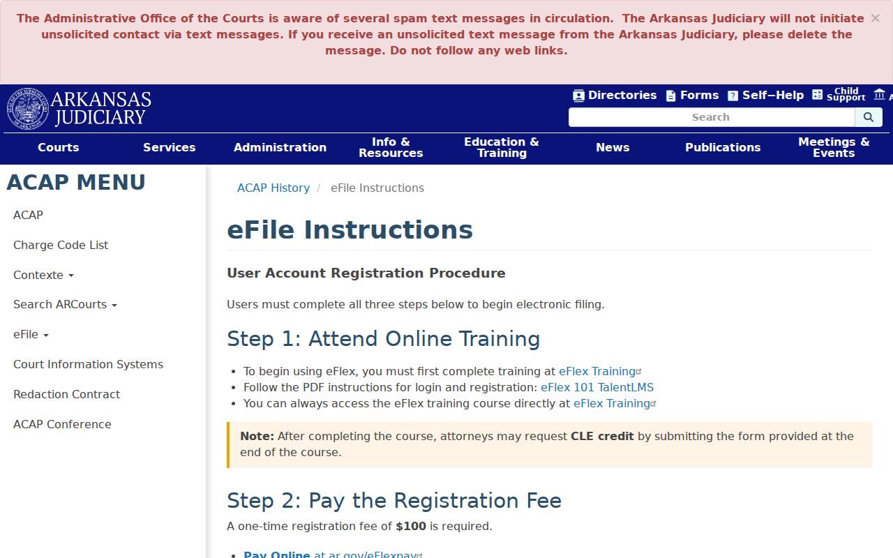 Saline County case search eFlex registration instructions