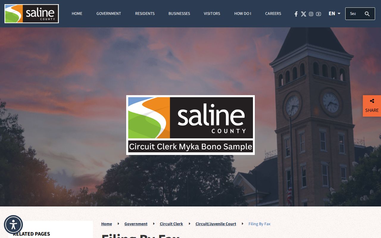 Saline County civil court docket fax filing information
