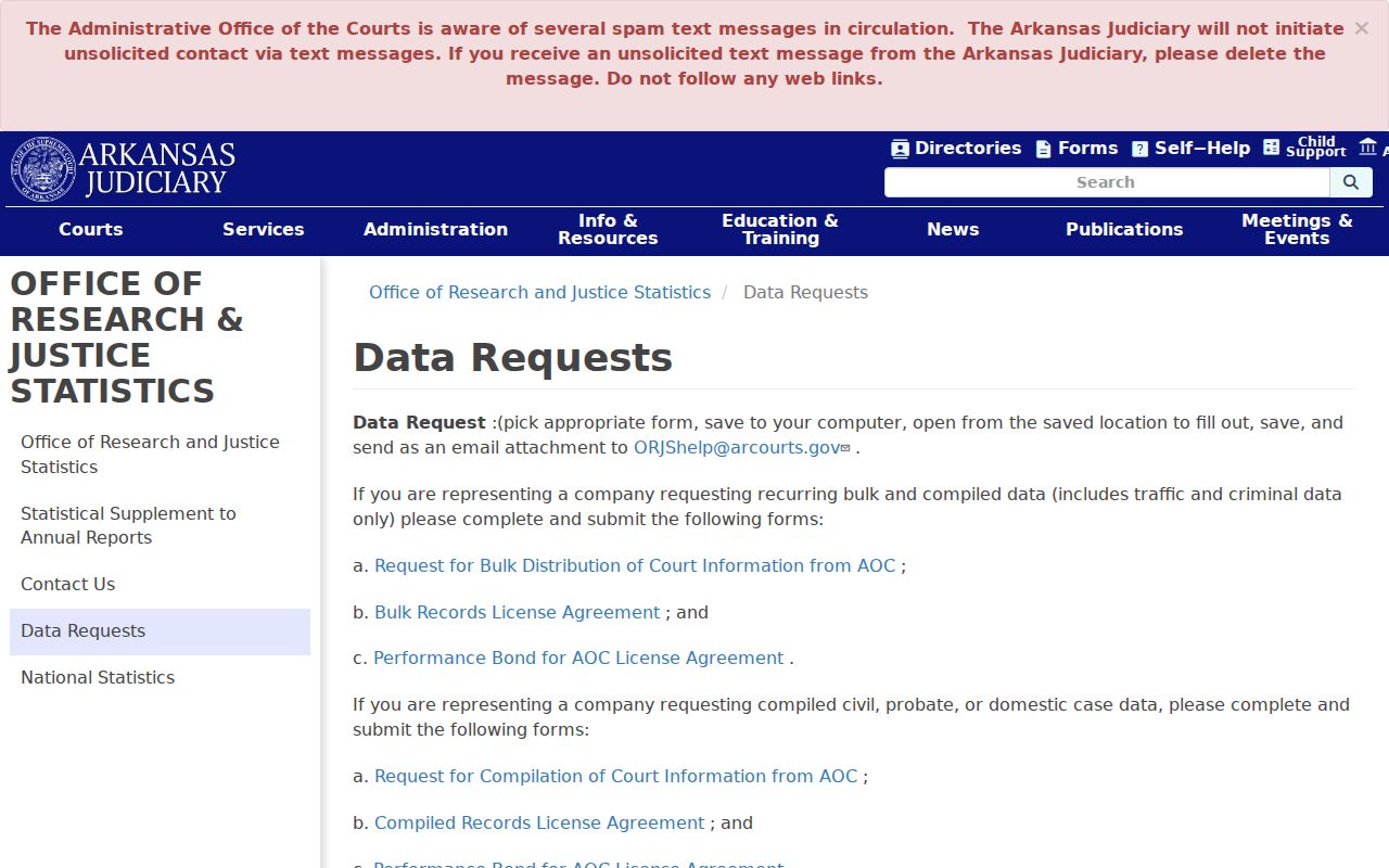 Saline County court records Arkansas data requests
