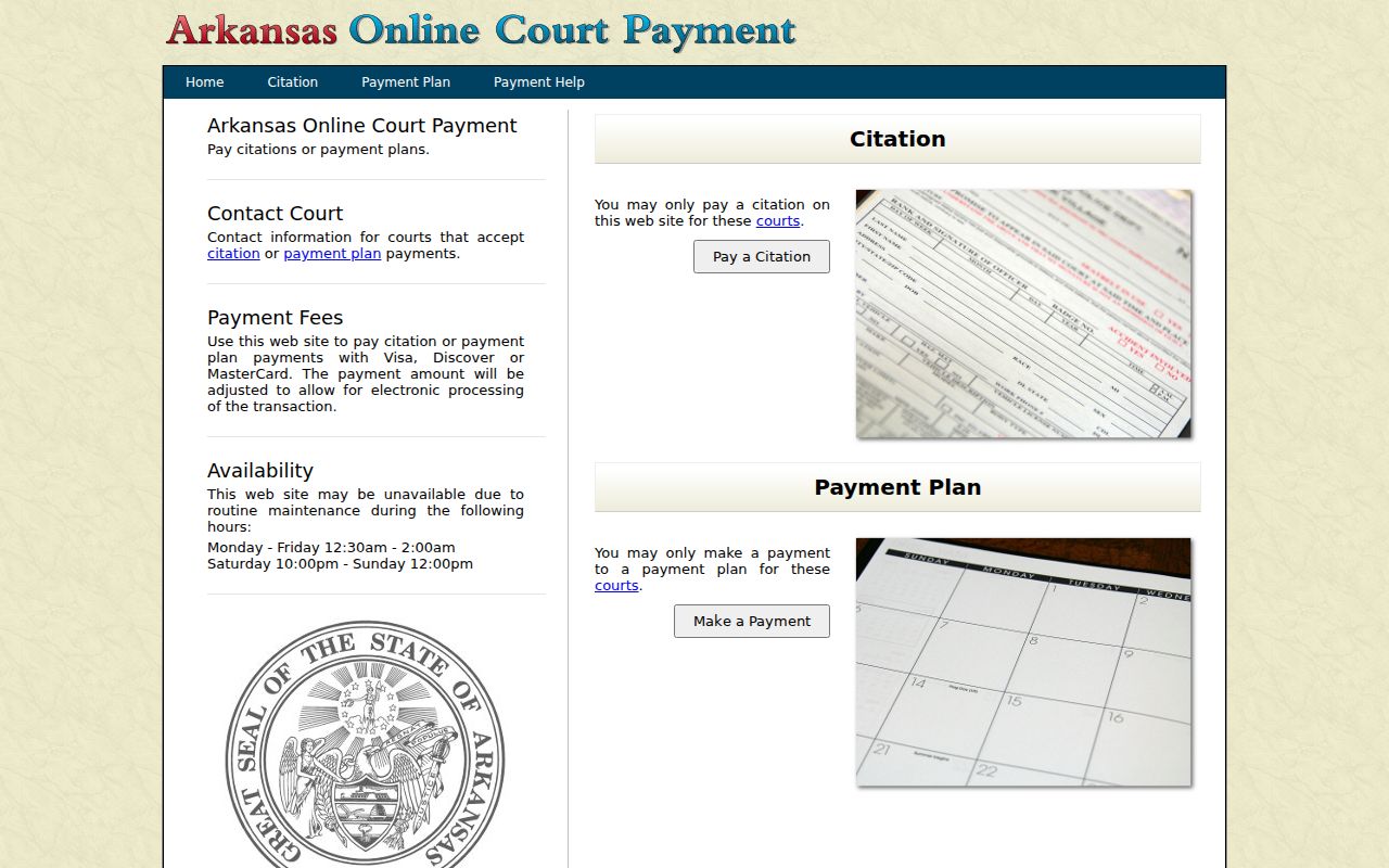 Saline County traffic court records Arkansas online court payment